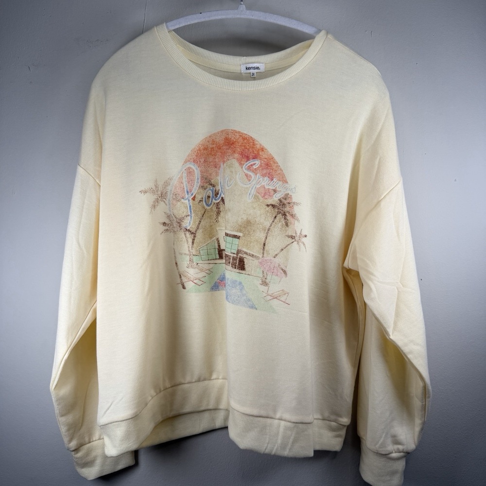Kensie Sweatshirt‎ Womans Plus 2X Palm Springs Lounge Crew Neck Long Sleeve